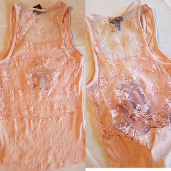 Express “Somebody’s Sweetheart” Cotton & Lace Top - Picture 3 of 8